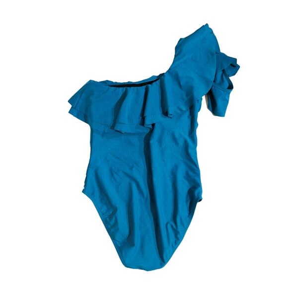 Hilor One Piece Swimsuit Double Ruffles One Shoulder Monokini Bathing Suit 12 - Picture 4 of 4